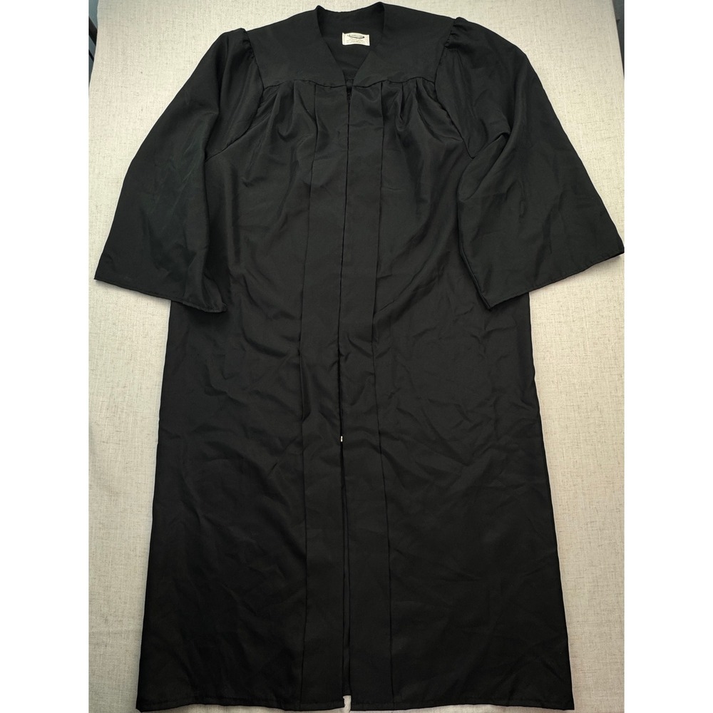 Jostens Graduation Gown 5'10-6'0 Black Zip Front Pleated Academic Costume
